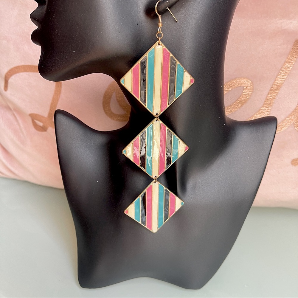Trendy Color Block Earrings